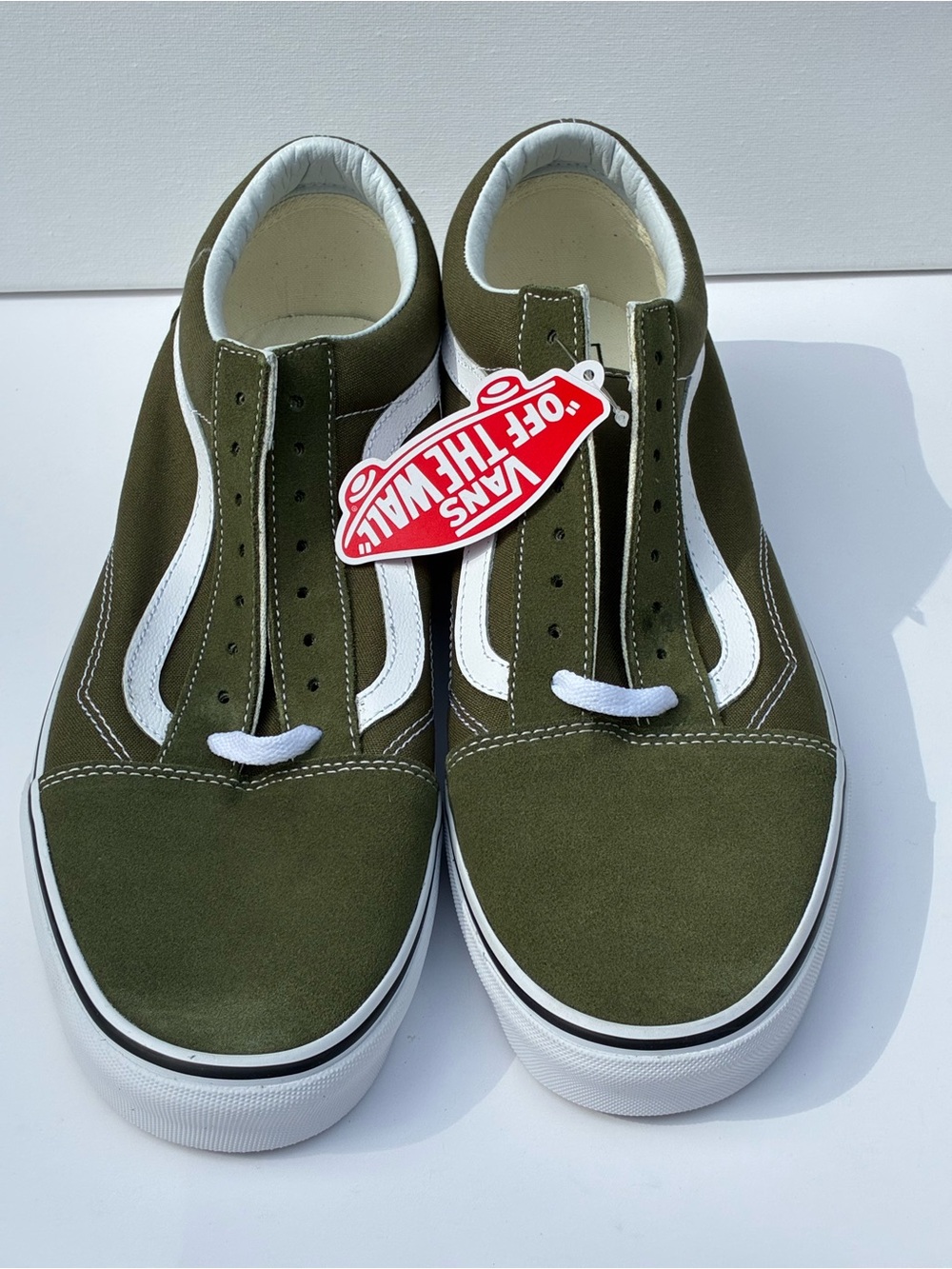 Vans Men’s Old Skool Slip-On Sneakers in Olive Green